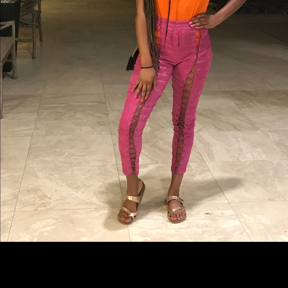 House of CB Pink Suedette Leggings/Trousers